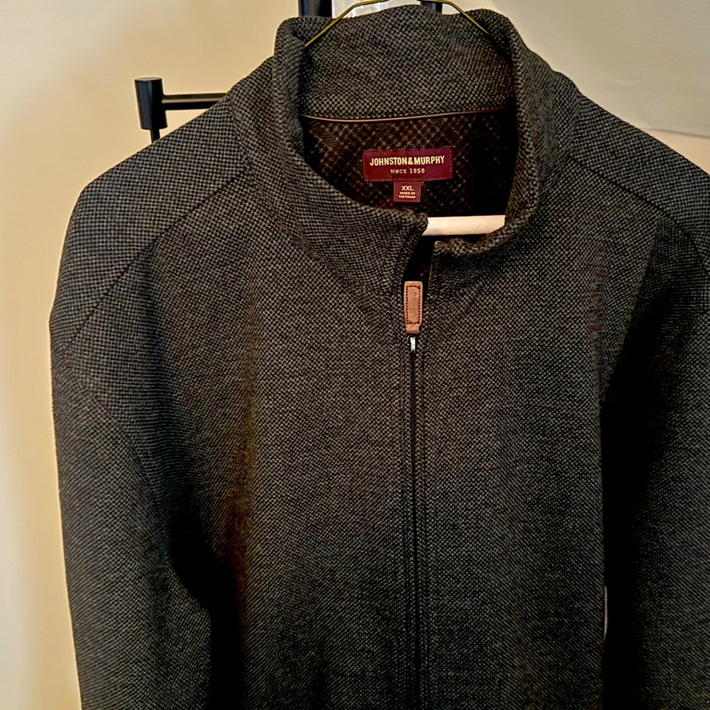 Johnston & Murphy Ribbed Full Zip Sweater